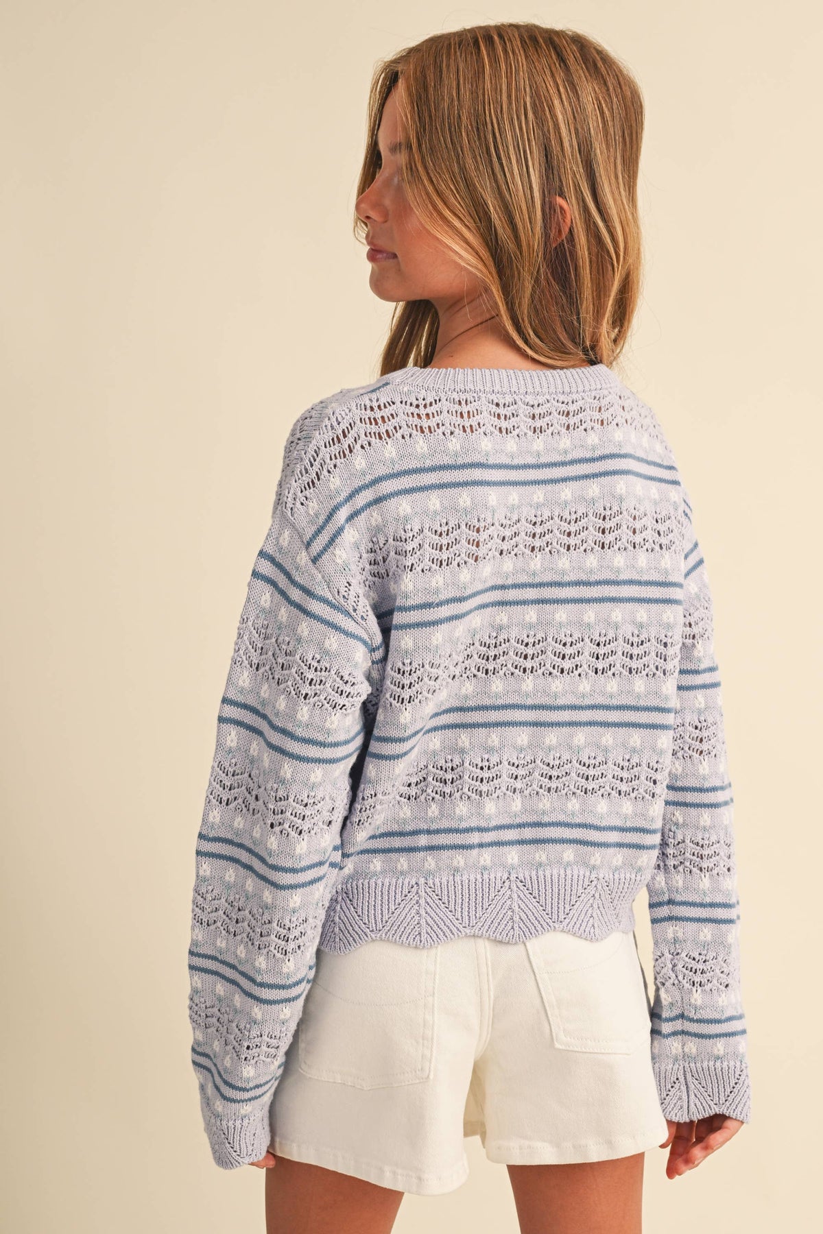 TWEEN GIRLS KIDS PULL OVER TOP IN FLOWER POINTELLE