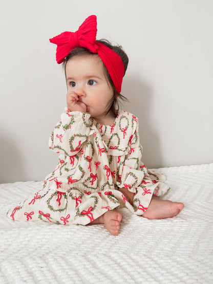 Smocked Ruffle Tiered Dress, Wreath