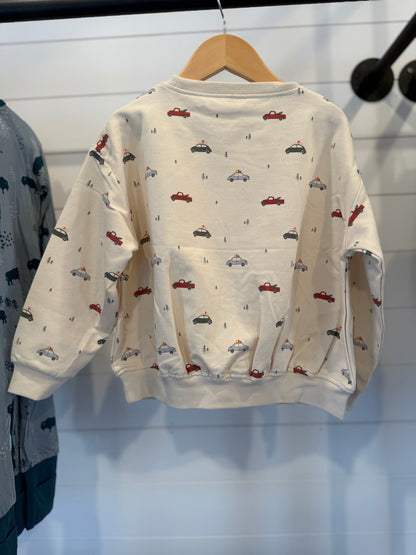 Quincy Mae Christmas Cars Relaxed Fleece Sweatshirt