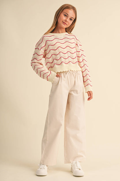 TWEEN KIDS GIRLS WAVY KNITWEAR PULL OVER