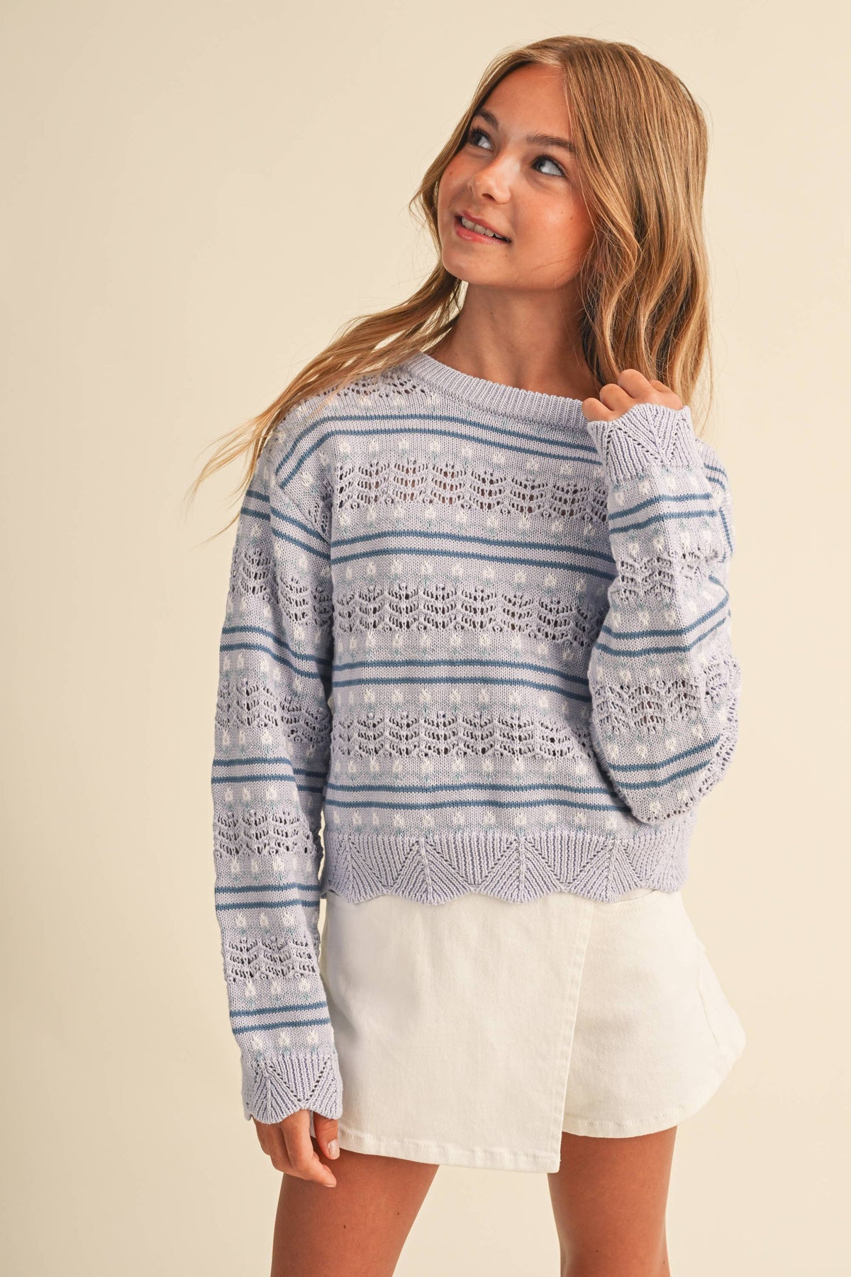 TWEEN GIRLS KIDS PULL OVER TOP IN FLOWER POINTELLE