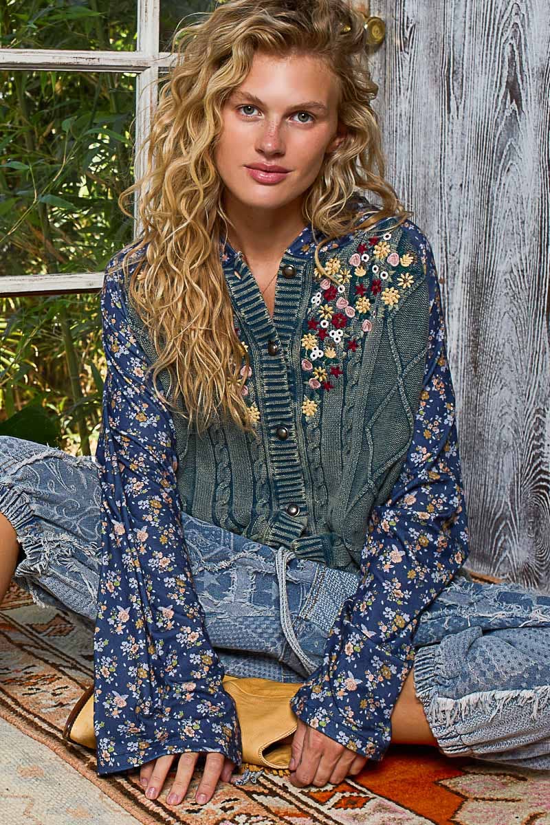 Embroidered Floral Knitted Sweater