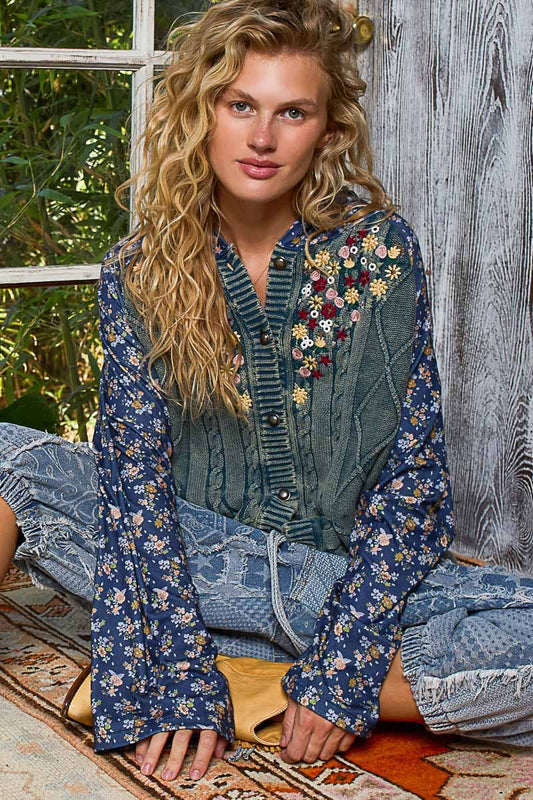 Embroidered Floral Knitted Sweater