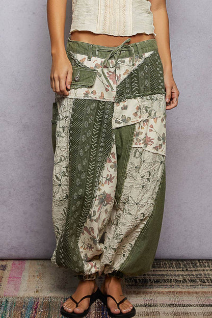 Jacquard Floral Twill Patch Joggers
