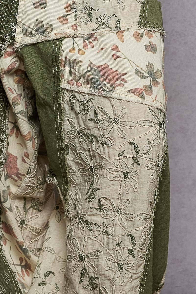 Jacquard Floral Twill Patch Joggers