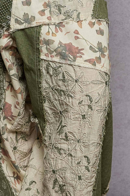 Jacquard Floral Twill Patch Joggers