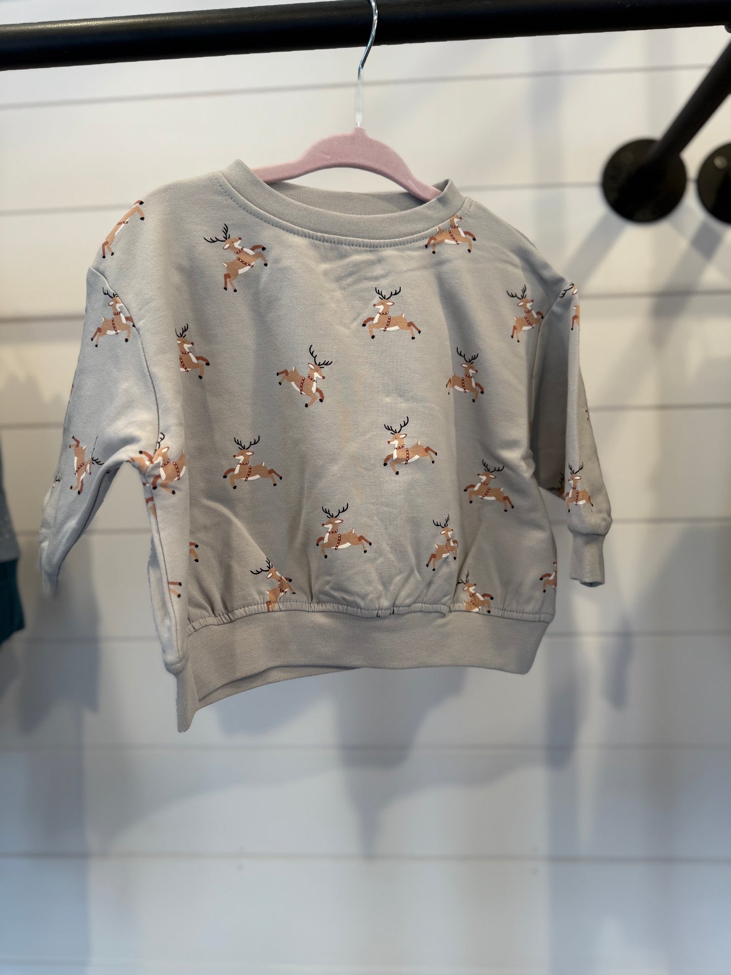 Quincy Mae Reindeer Relaxed Fleece Sweatshirt