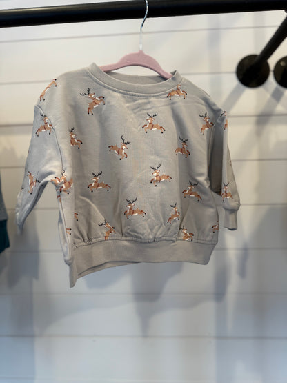 Quincy Mae Reindeer Relaxed Fleece Sweatshirt