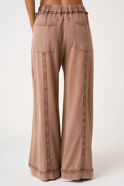 MINERAL WASH WIDE LEG PANTS