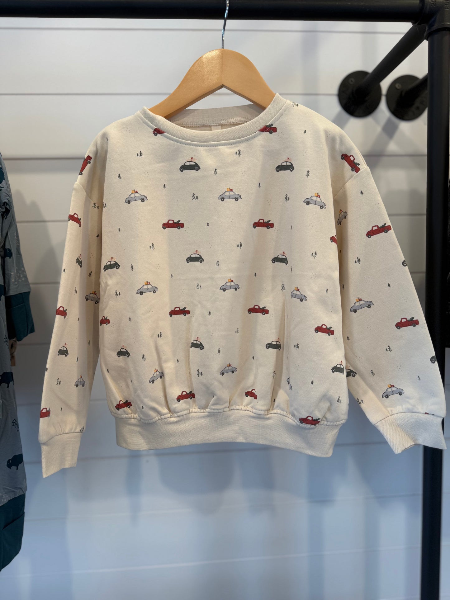 Quincy Mae Christmas Cars Relaxed Fleece Sweatshirt