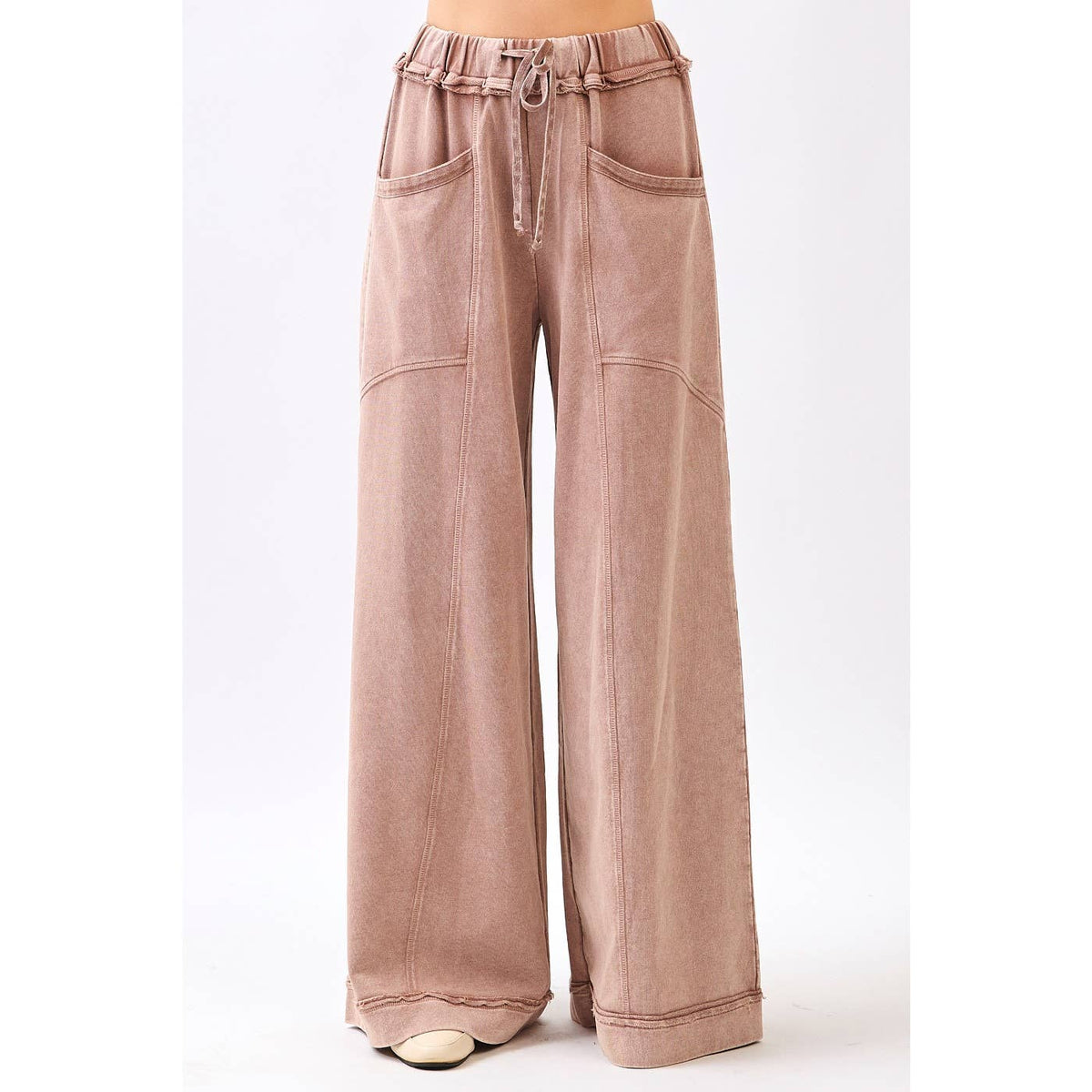MINERAL WASH WIDE LEG PANTS
