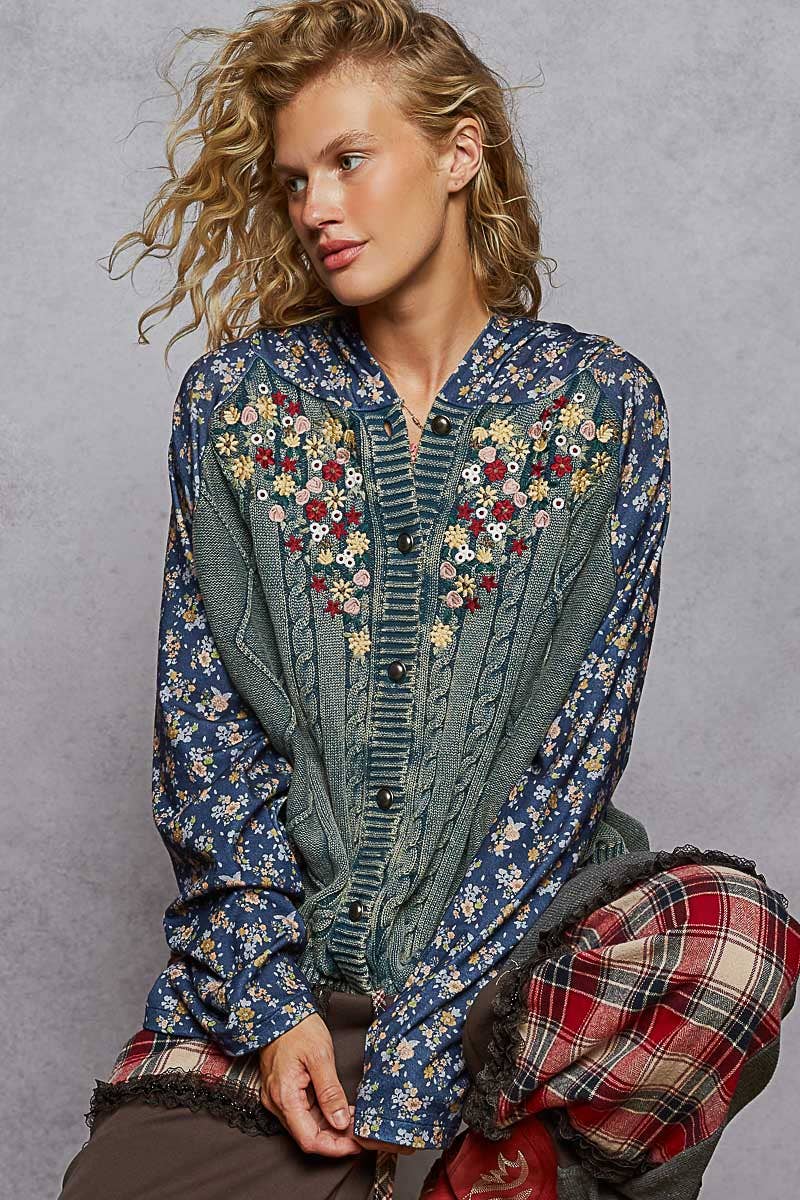 Embroidered Floral Knitted Sweater