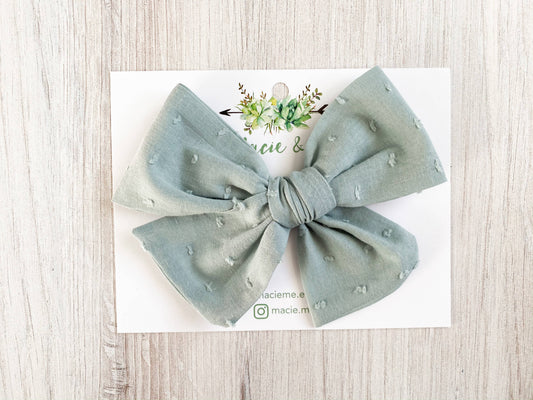 Sage Swiss Dot Oversized Schoolgirl Bow