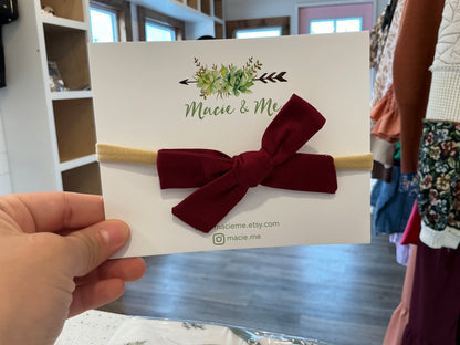 Wine Hand Tied Small Schoolgirl Bow(s)