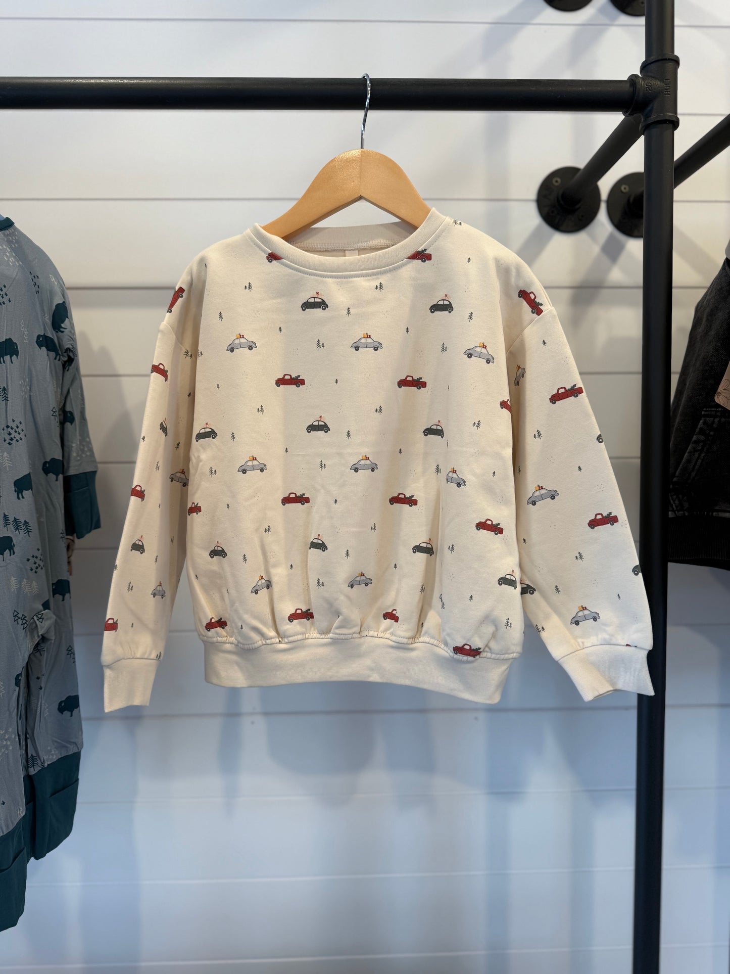 Quincy Mae Christmas Cars Relaxed Fleece Sweatshirt