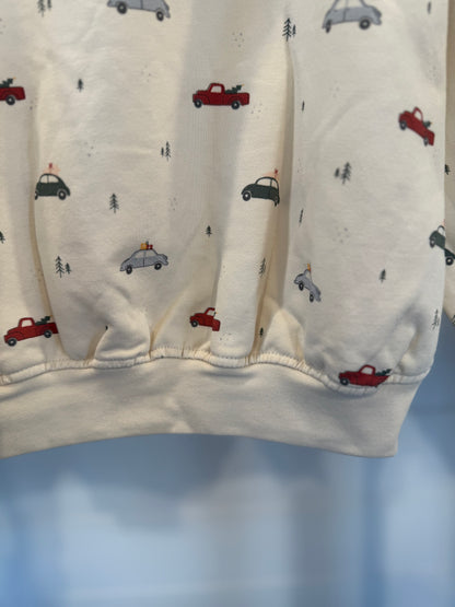 Quincy Mae Christmas Cars Relaxed Fleece Sweatshirt