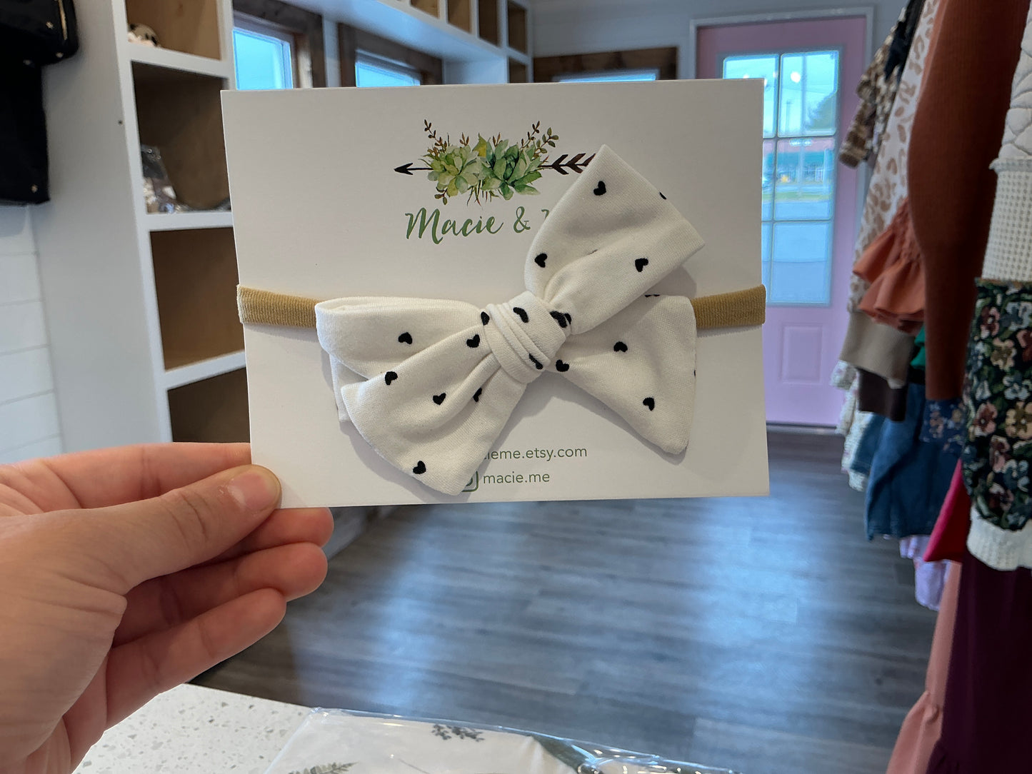 White Black minimal Heart Schoolgirl Bow(s)