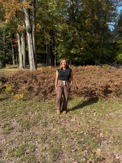 MID RISE CASUAL FIT VINTAGE LEOPARD PANTS