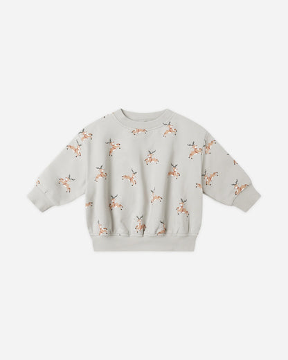 Quincy Mae Reindeer Relaxed Fleece Sweatshirt