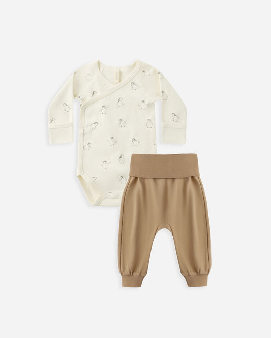 Quincy Mae Penguins Body Suit + Pant Set