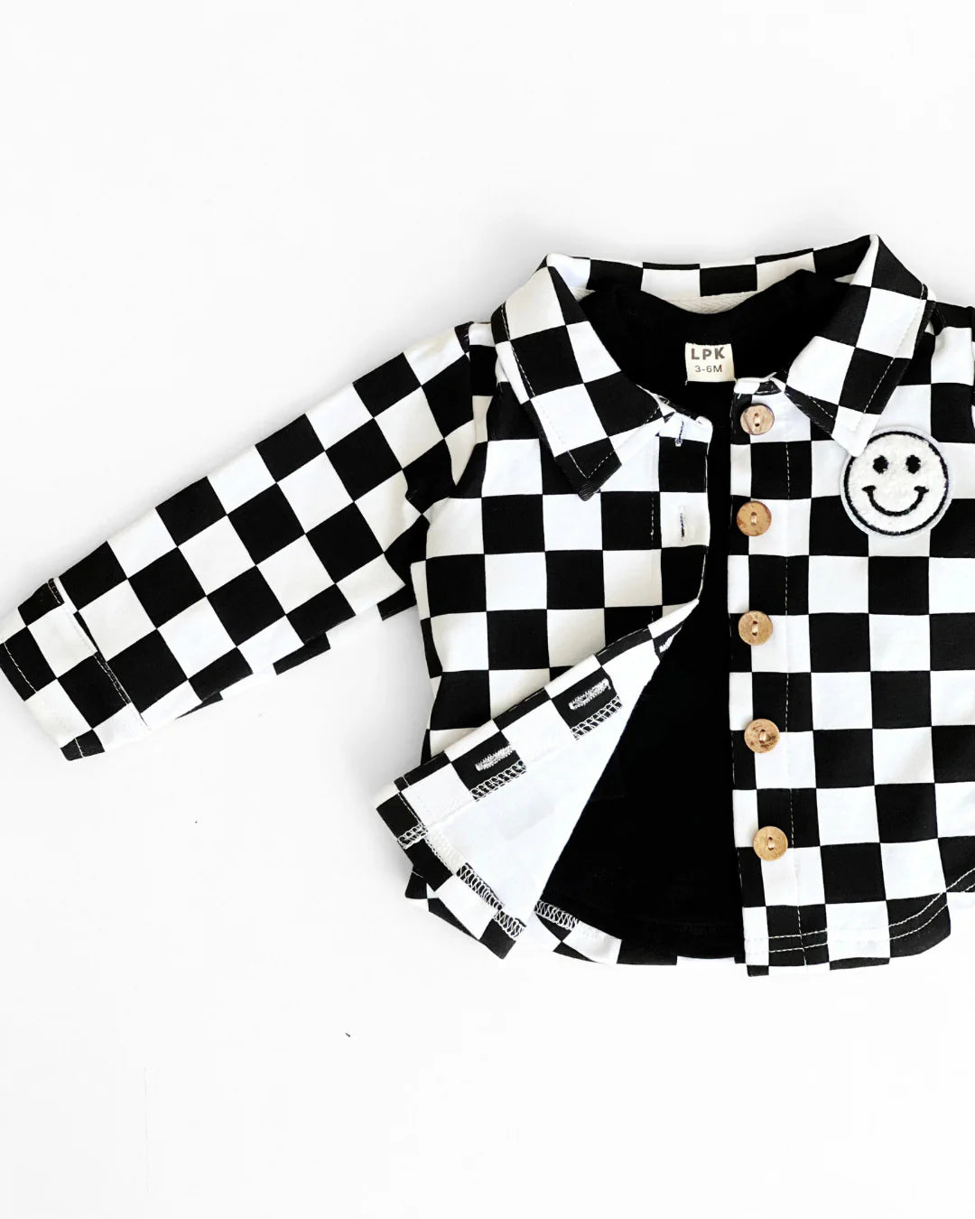 Black Checkered Smiley Shacket