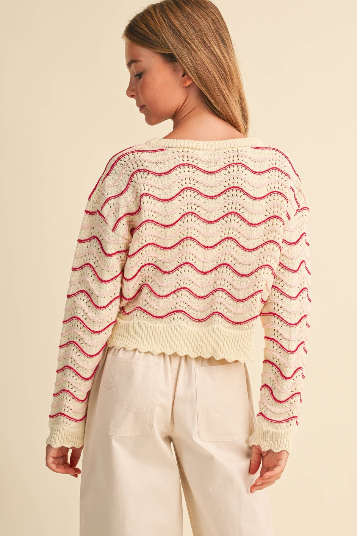 TWEEN KIDS GIRLS WAVY KNITWEAR PULL OVER