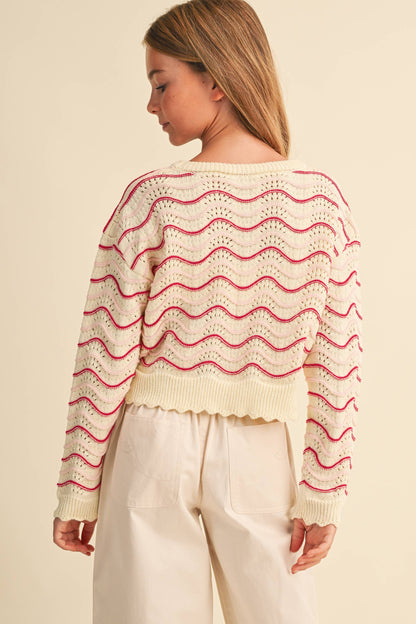 TWEEN KIDS GIRLS WAVY KNITWEAR PULL OVER