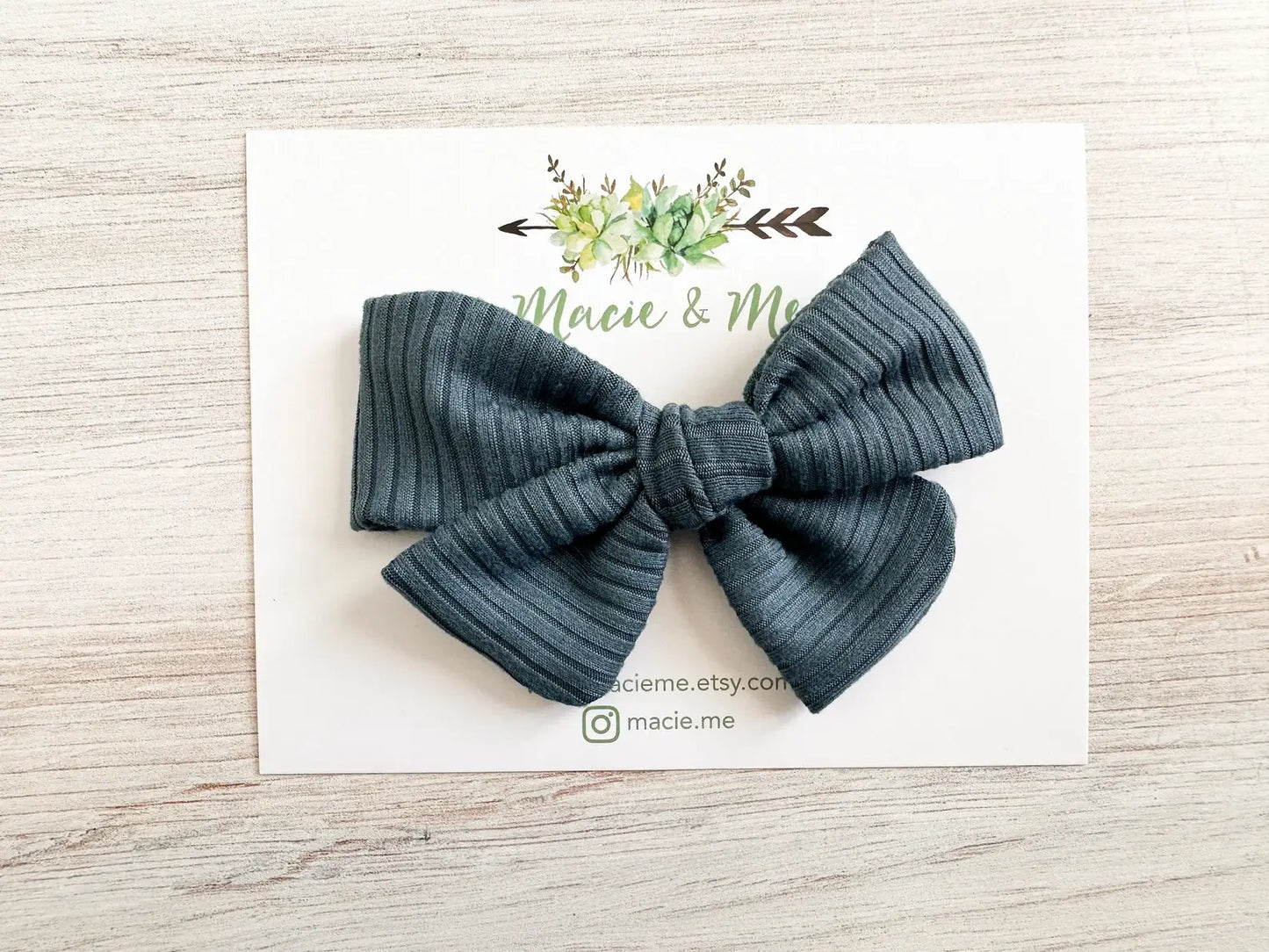 Blue Ribbed Schoolgirl Bow(s)