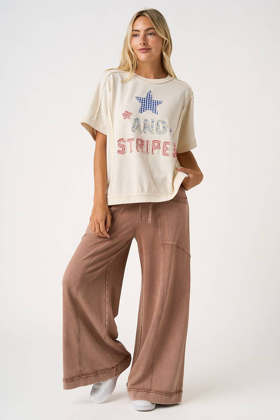 MINERAL WASH WIDE LEG PANTS