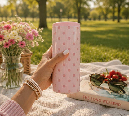 Hard Cooling Can in Pink Polka Dot