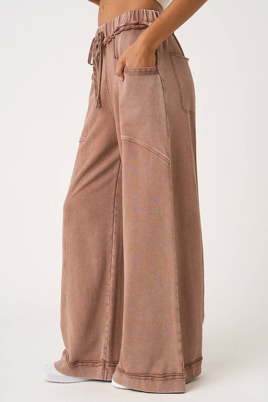 MINERAL WASH WIDE LEG PANTS