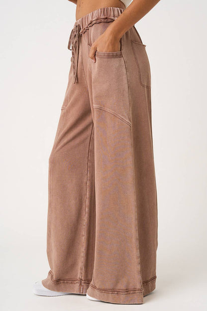MINERAL WASH WIDE LEG PANTS